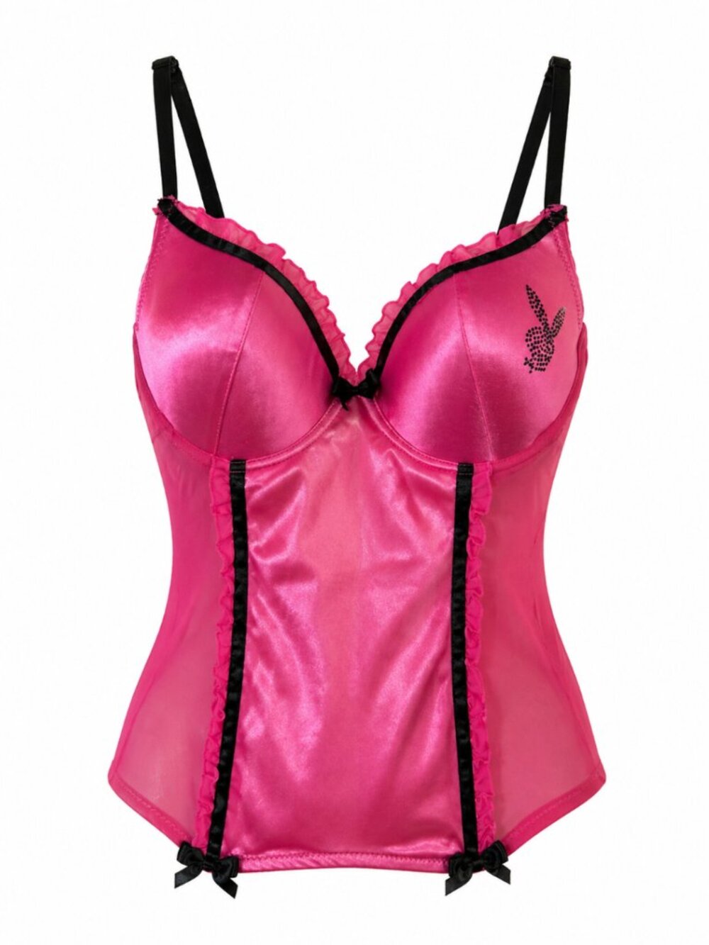 Pink Playboy Rhinestone Corset Lingerie Top Fits Like Large